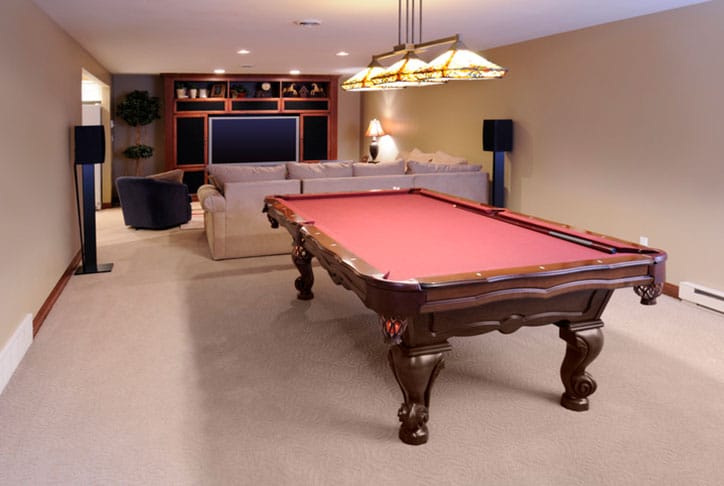 Finished Dry Basement With Pool Table